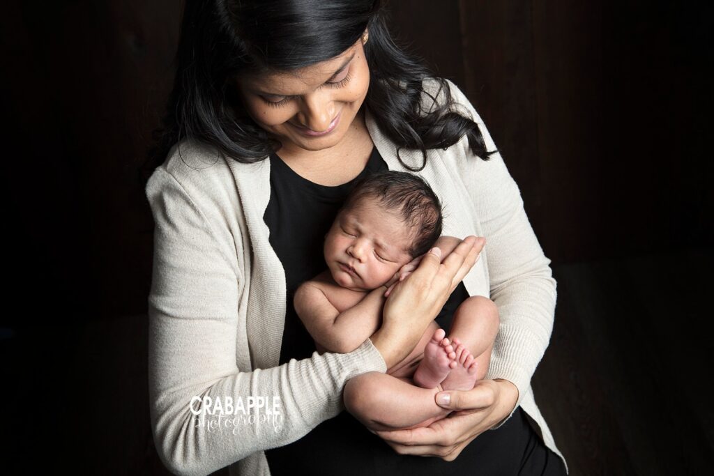 mother and son newborn photo ideas