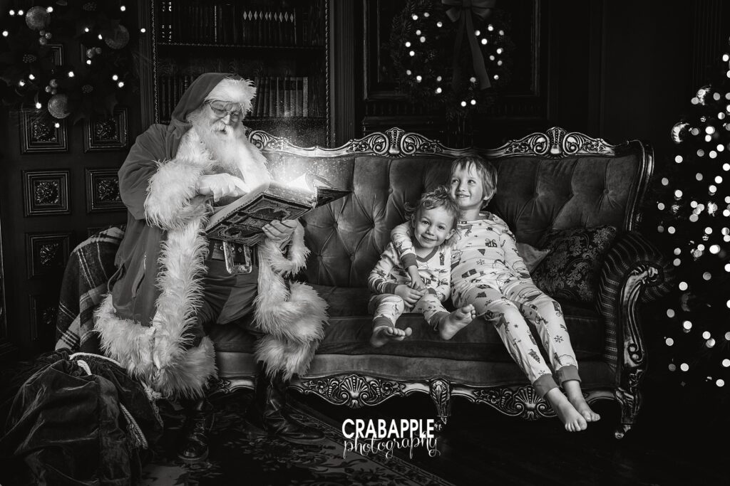 digital background by tara mapes with santa in black and white