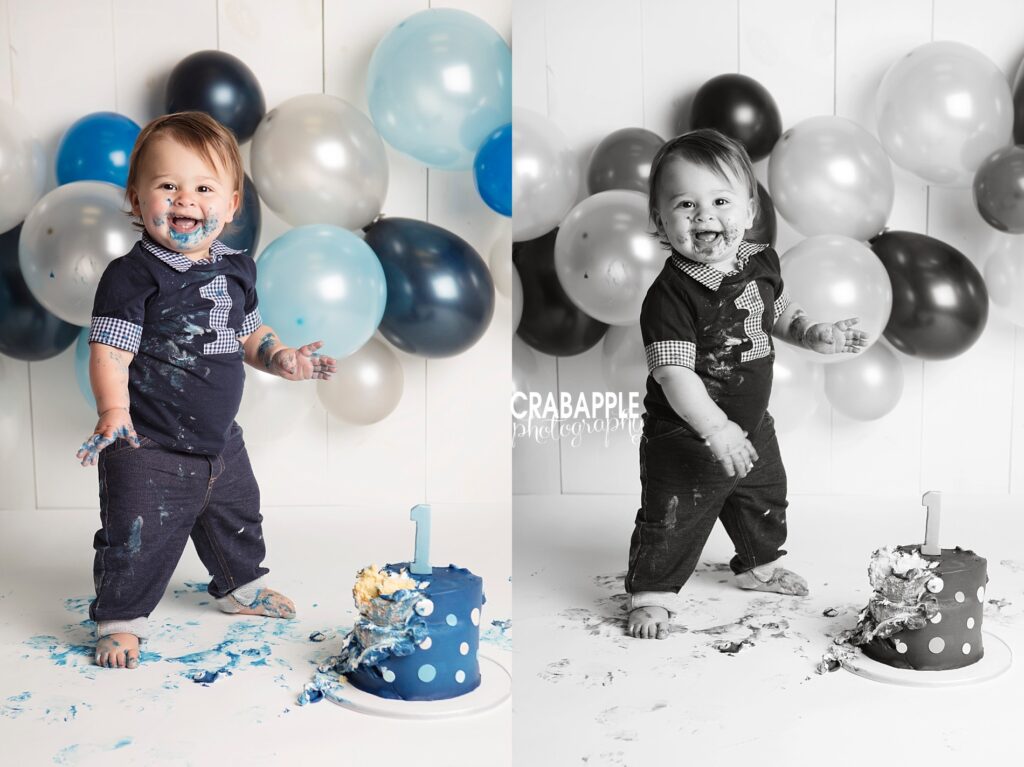 blue and silver first birthday