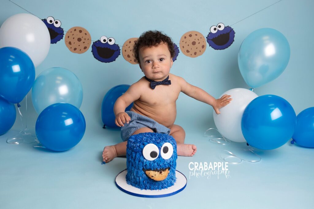 cookie monster cake smash photos