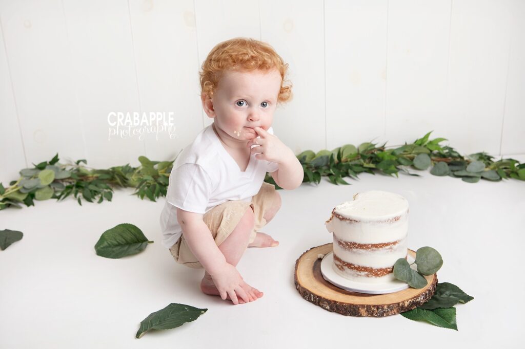 simple neutral cake smash photography