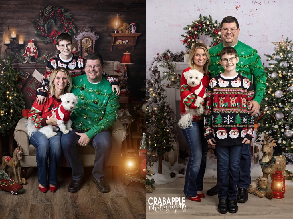 ugly christmas sweater christmas photo styling 