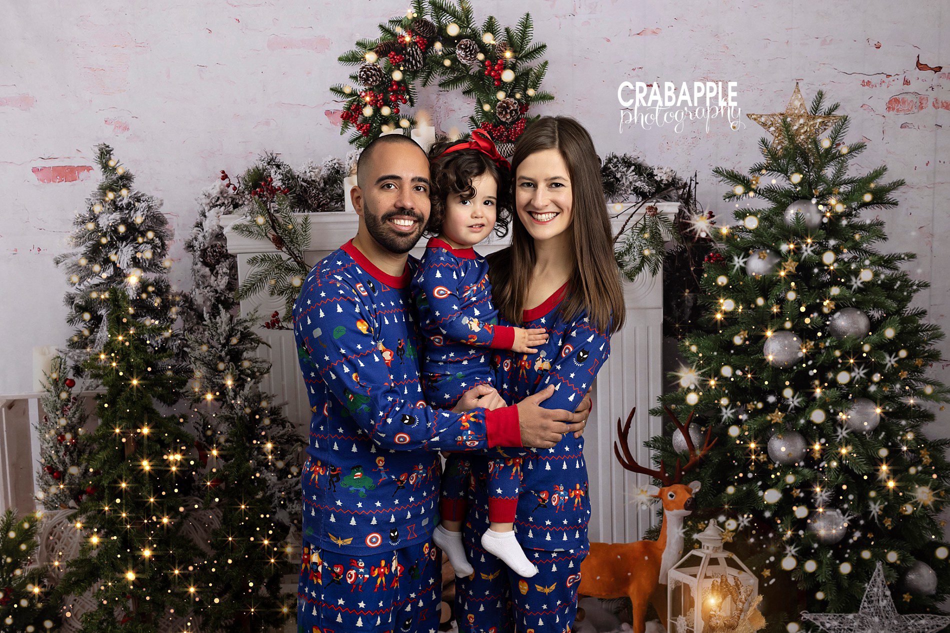 whole family matching pajamas for holiday photos