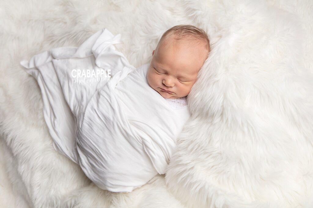 monochromatic white newborn photos