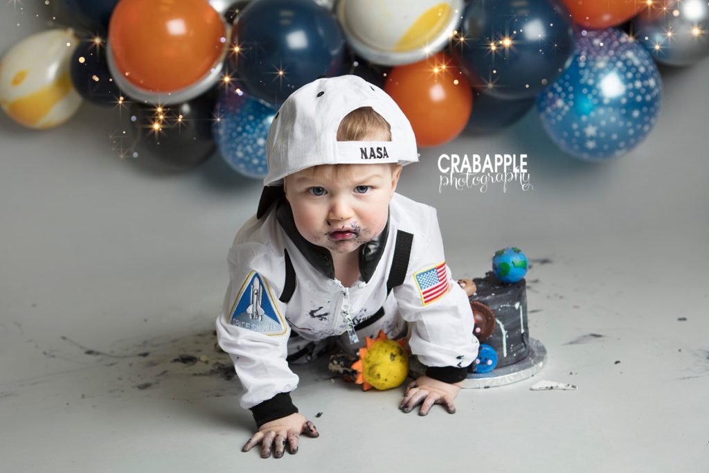 astronaut baby cake smash first birthday