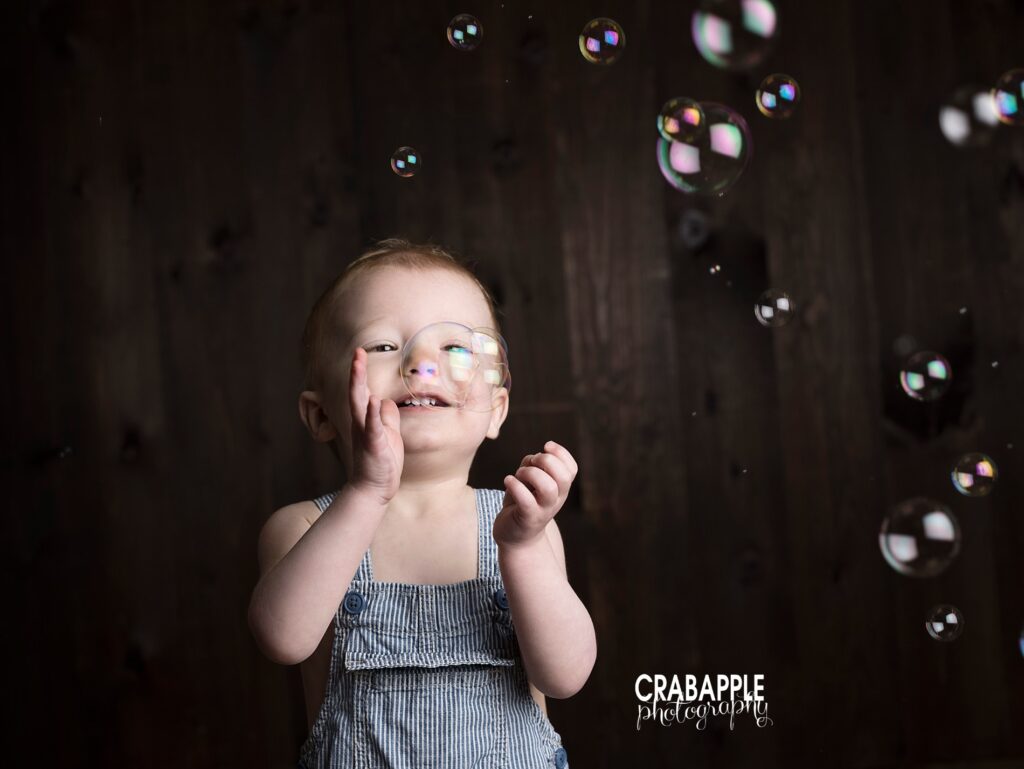 baby photos with bubble machine