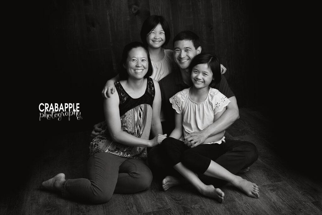 black and white family pictures
