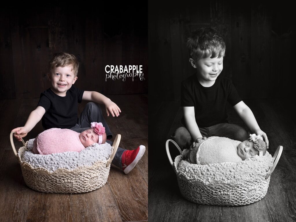 brother and newborn sibling photos
