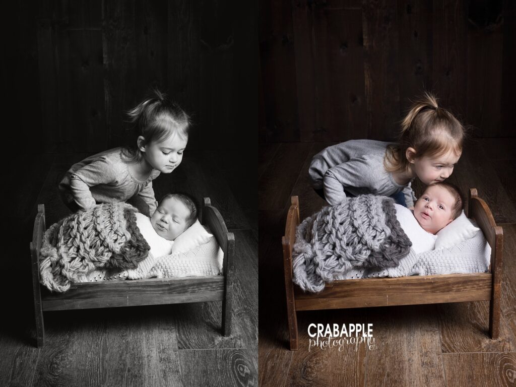 newborn photos with toddler sibling