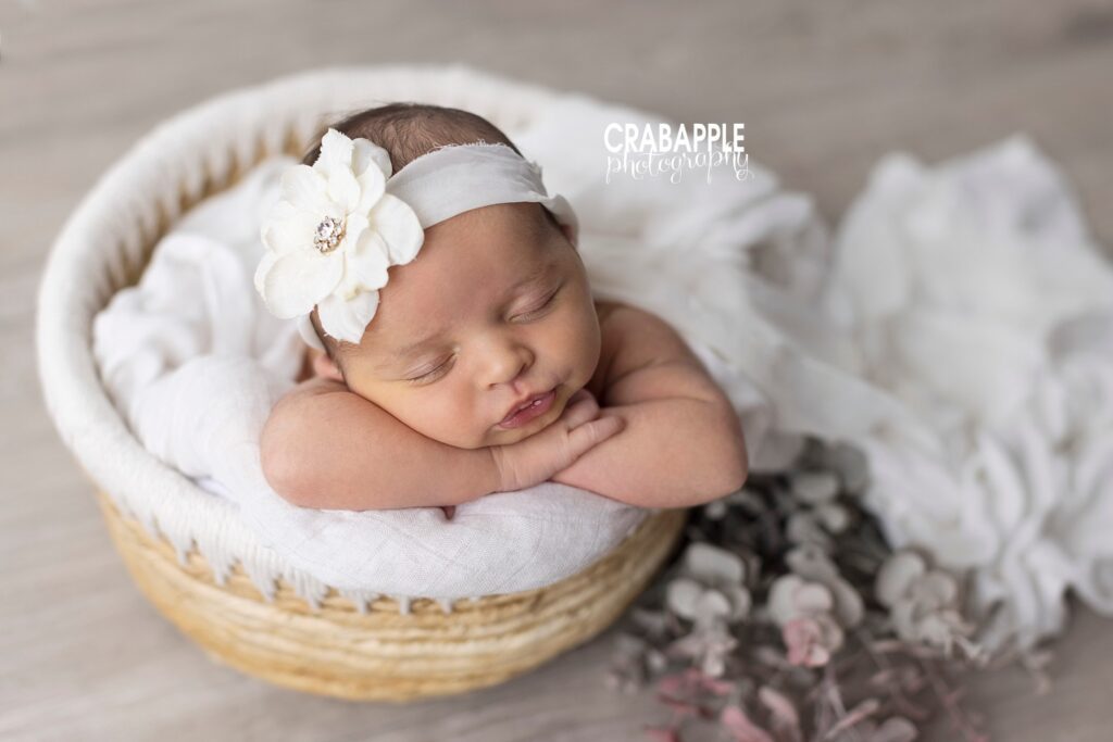 white floral newborn photos