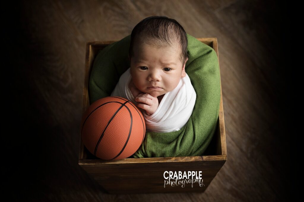 newborn photos with basketball