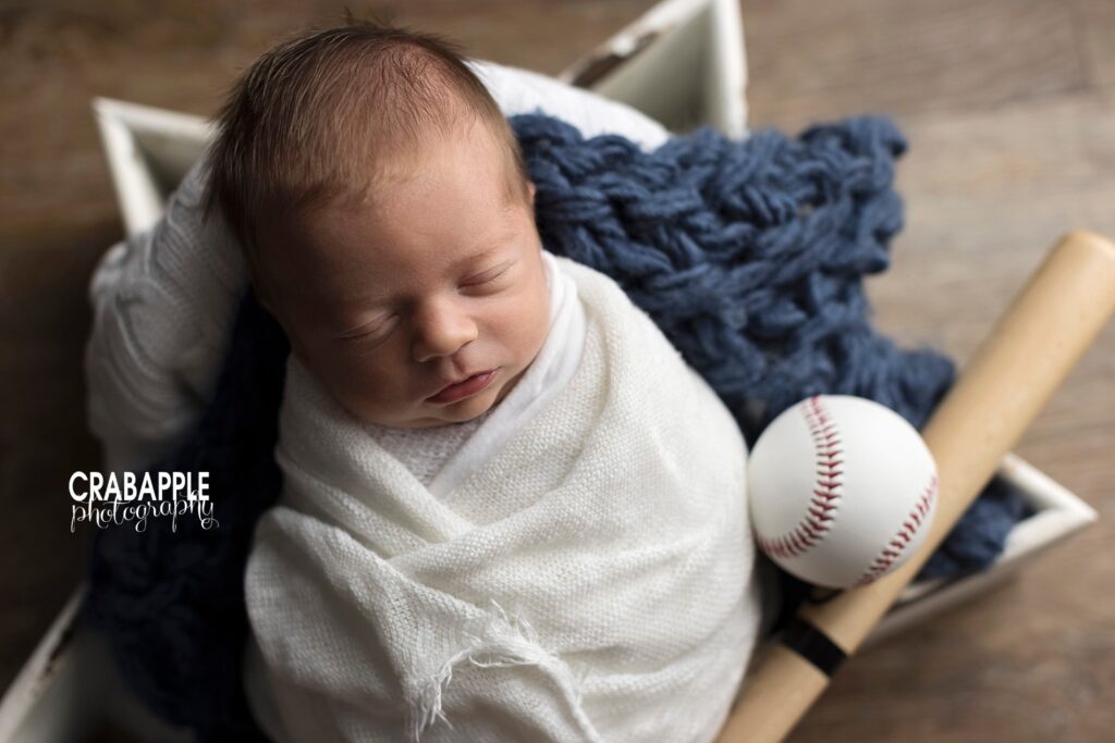 baseball themed newborn photos