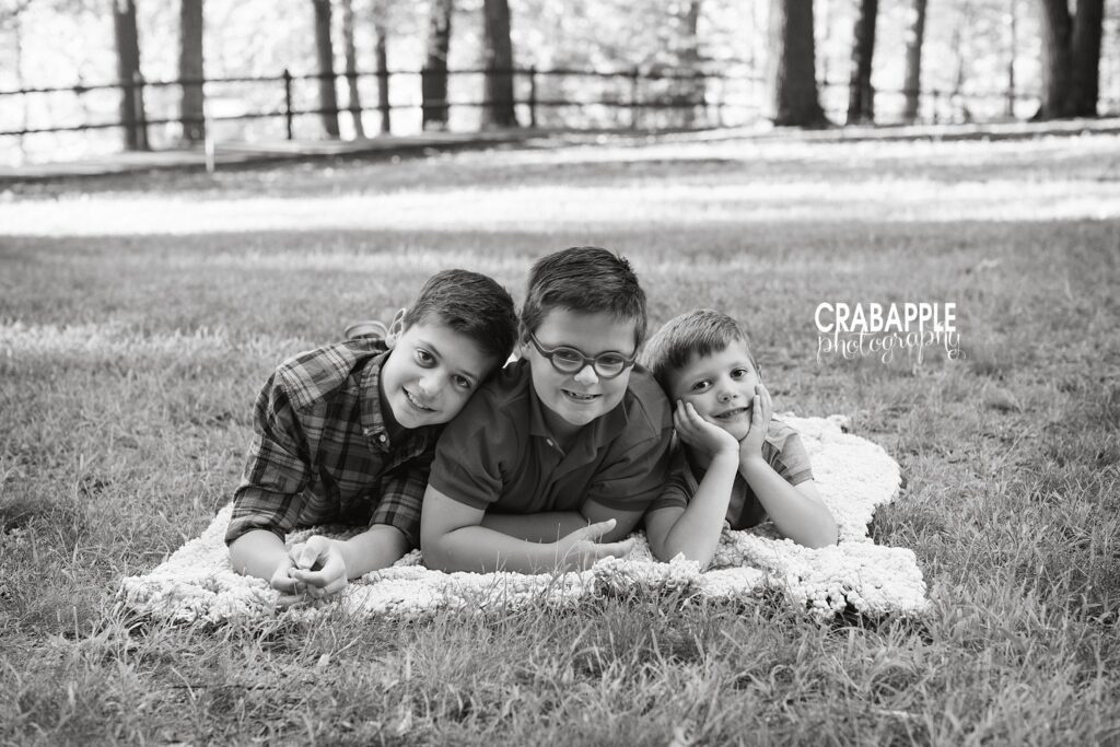 black and white sibling portraits