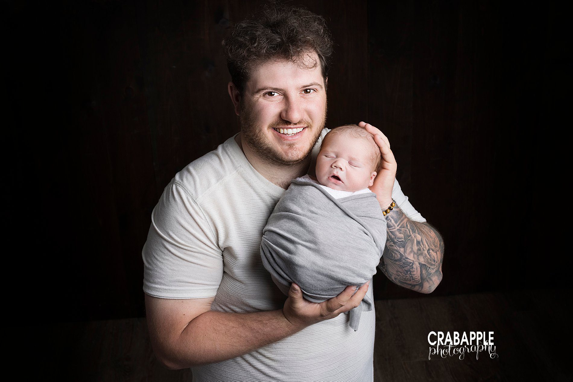 Father and son newborn photos