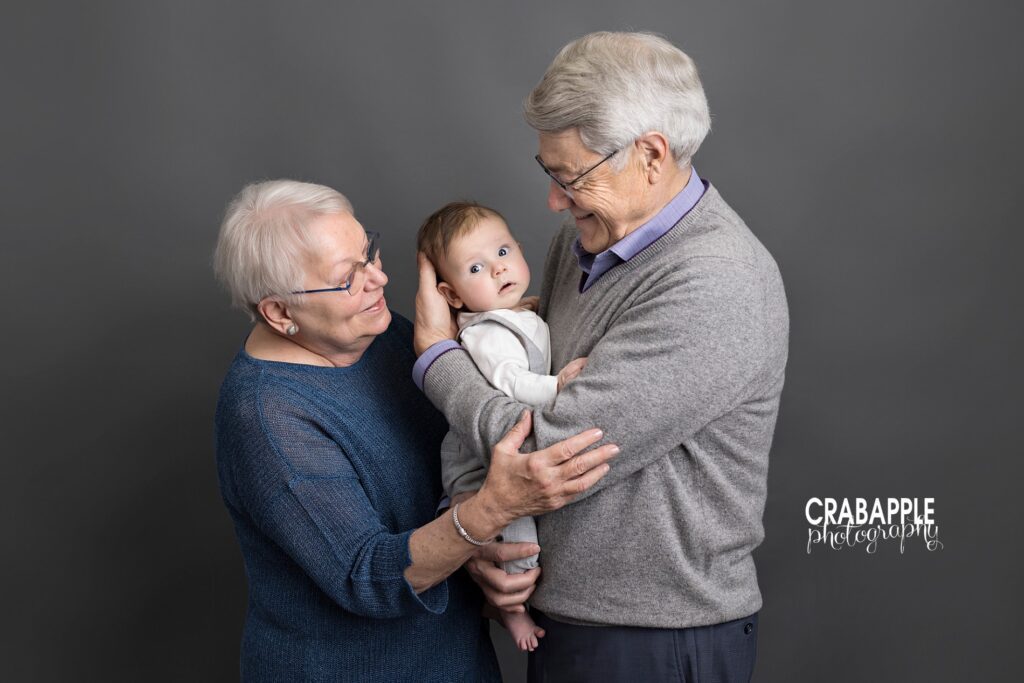 Baby photos with grandparents.