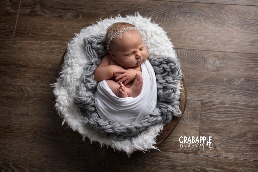 Newborn photography with props.
