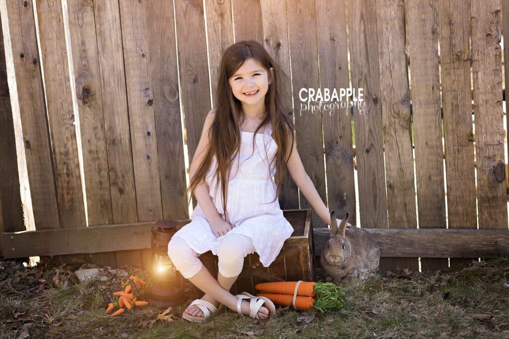 Outdoor portraits for Easter with live bunny.