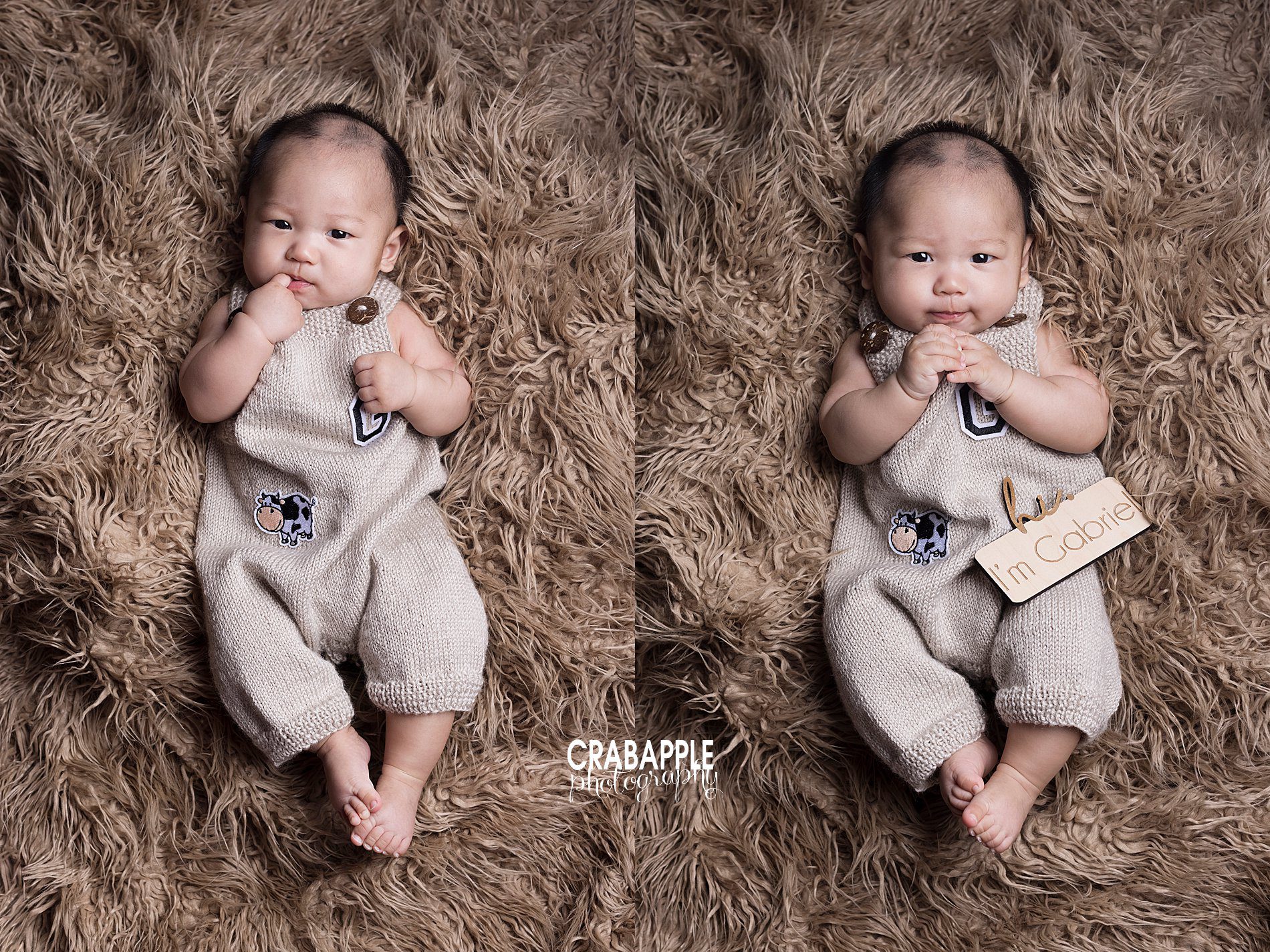 Personalized baby portraits with name sign