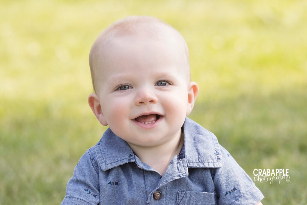 smiling baby portraits 11 months