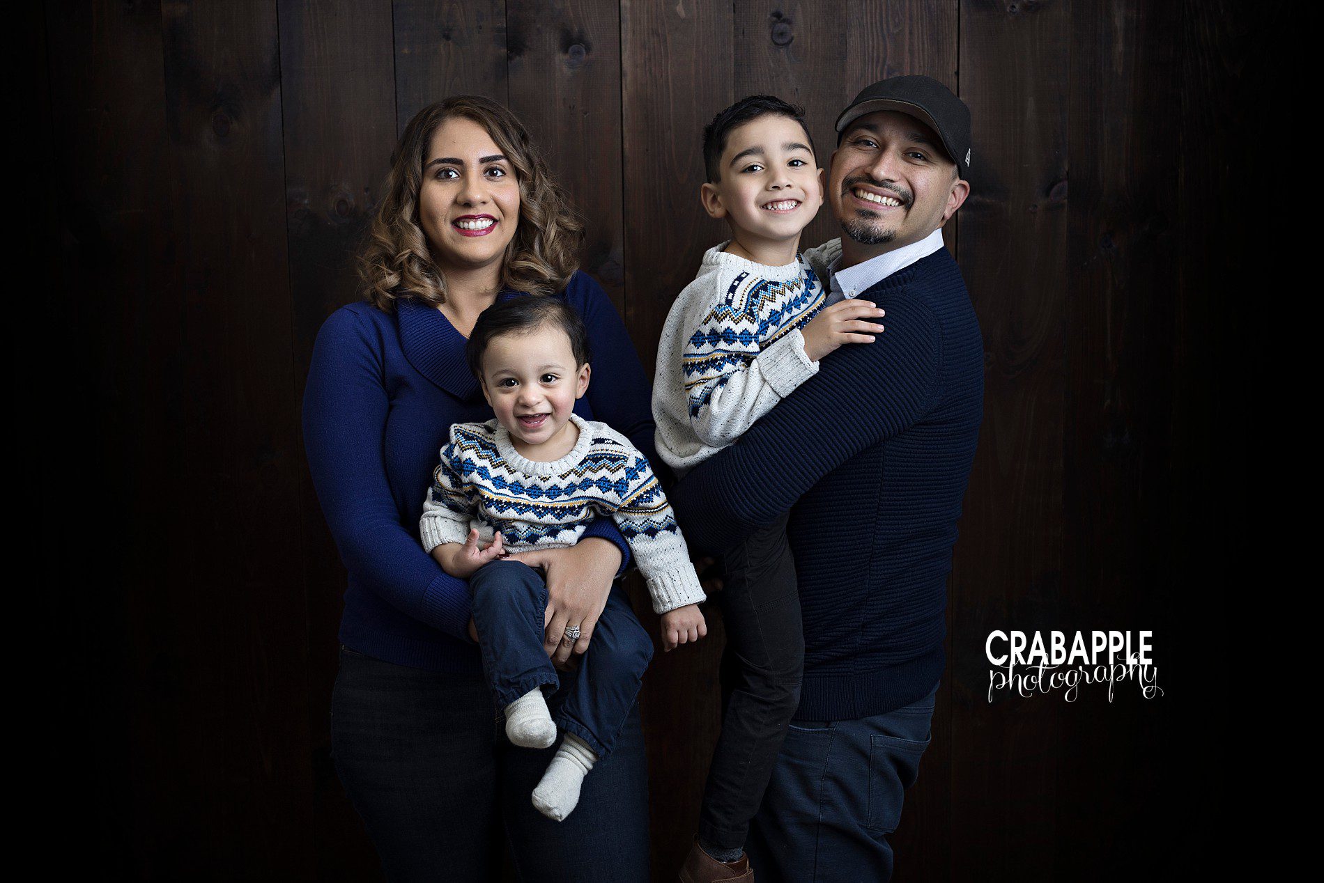 Family portrait ideas using blue as a styling color