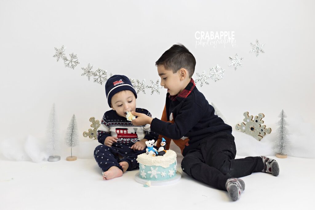 Cute cake smash photos with older brother