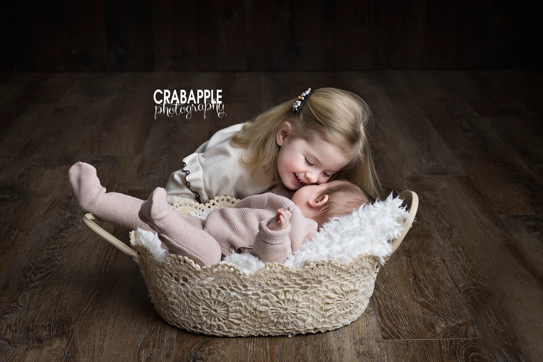 Sister photo ideas with baby and toddler