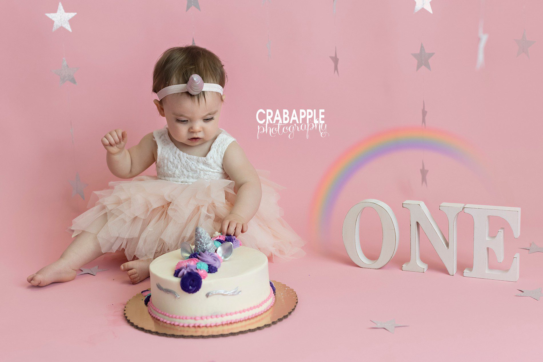 Rainbow cake smash inspiration for little girls