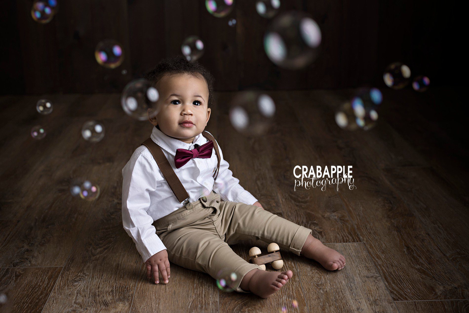 Baby photos using bubbles and bubble machine