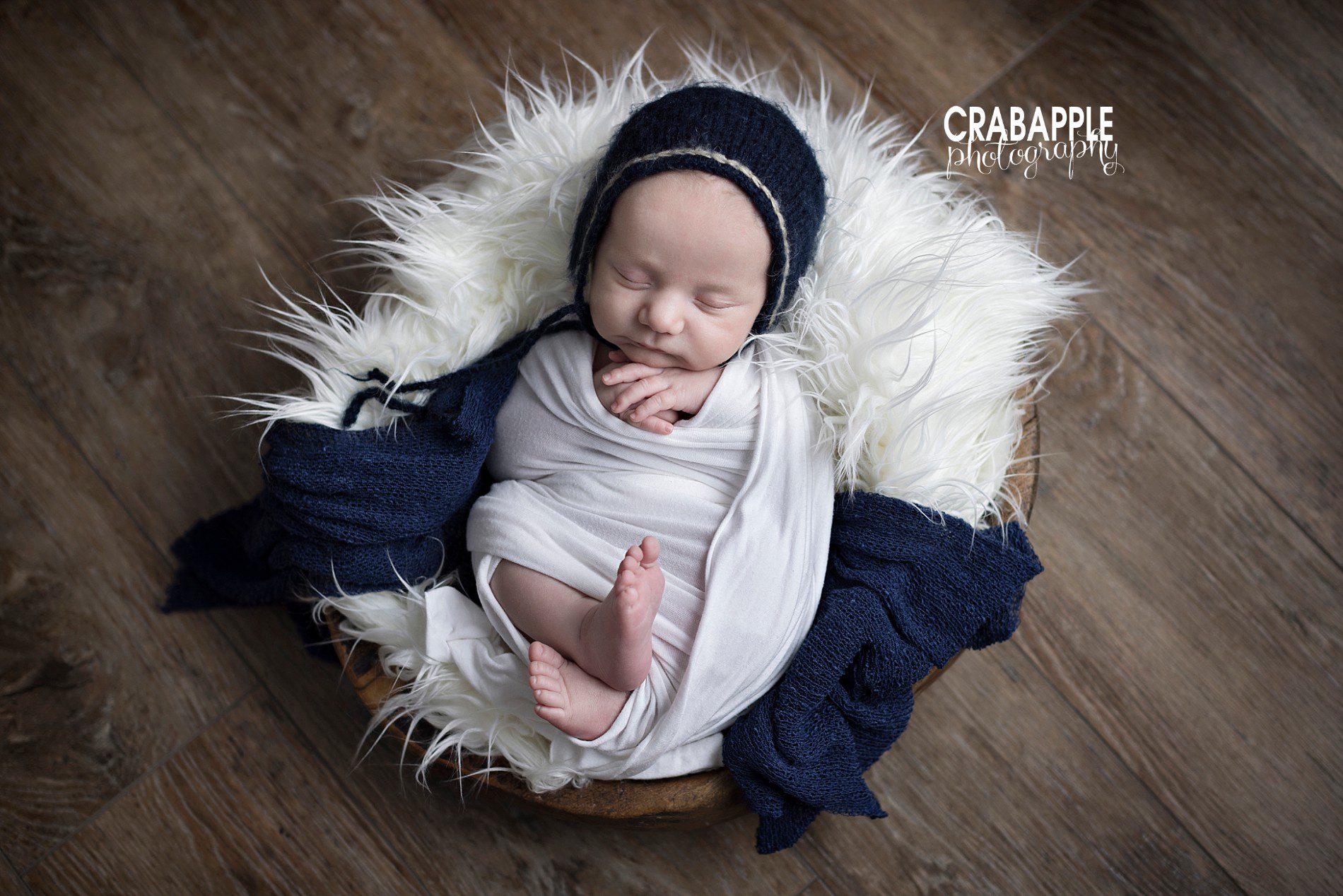 blue and white newborn photos for boys