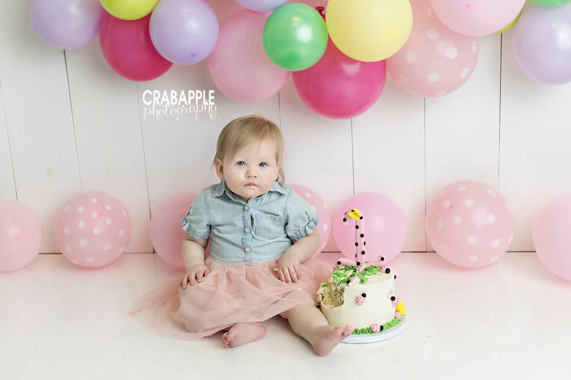cake smash photos with bright colors