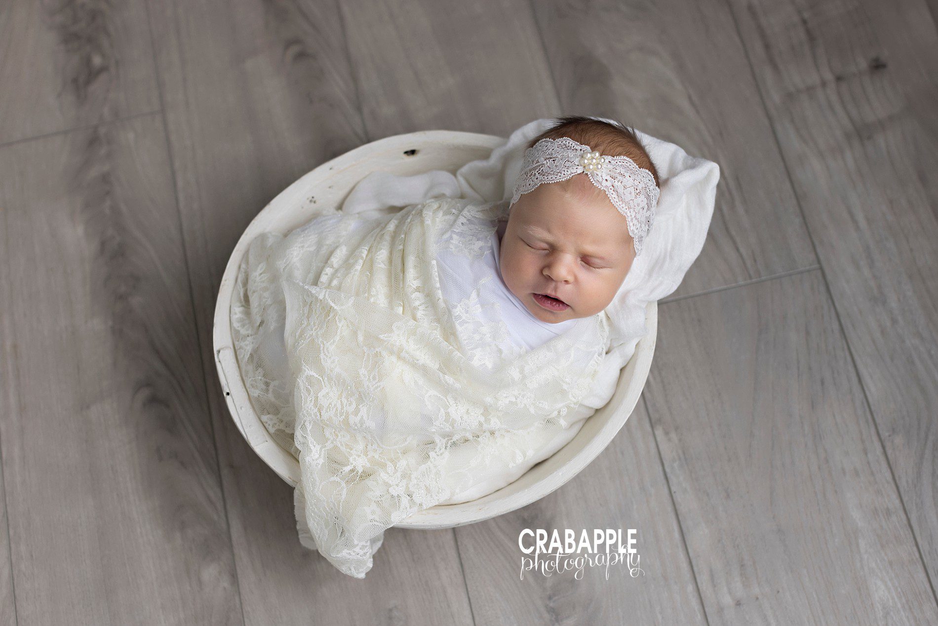 white styling idea for newborn photos