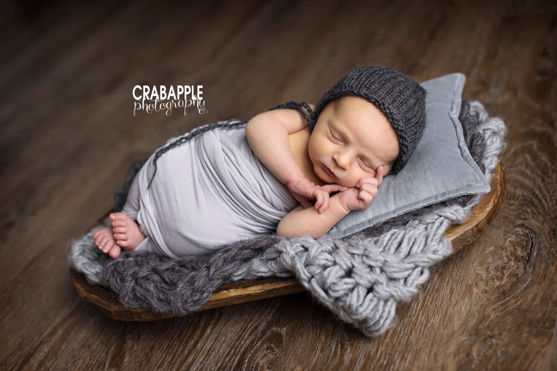 gray styling for baby boy newborn portraits