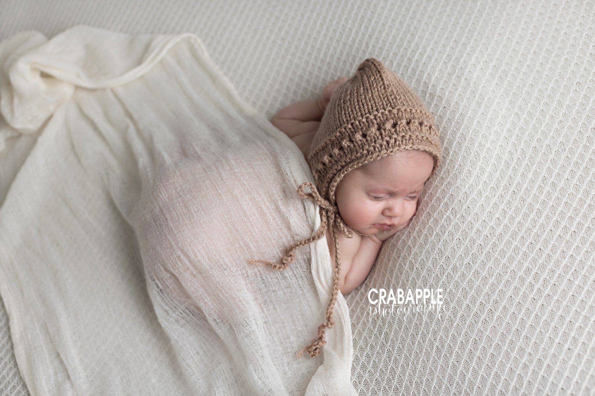 neutral cream and brown newborn photos for girls