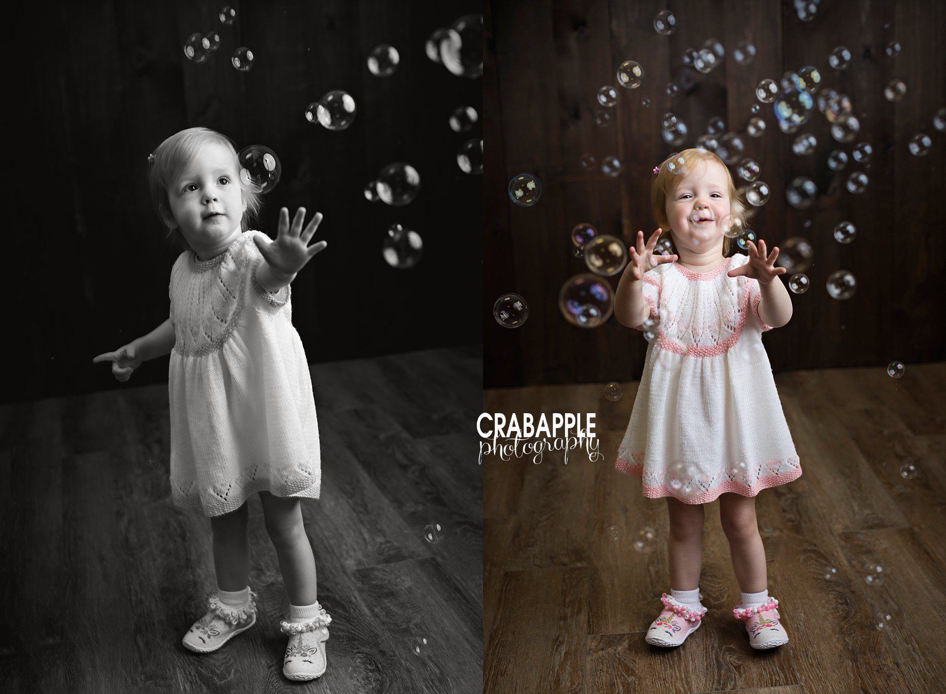 using bubbles during toddler portrait sessions