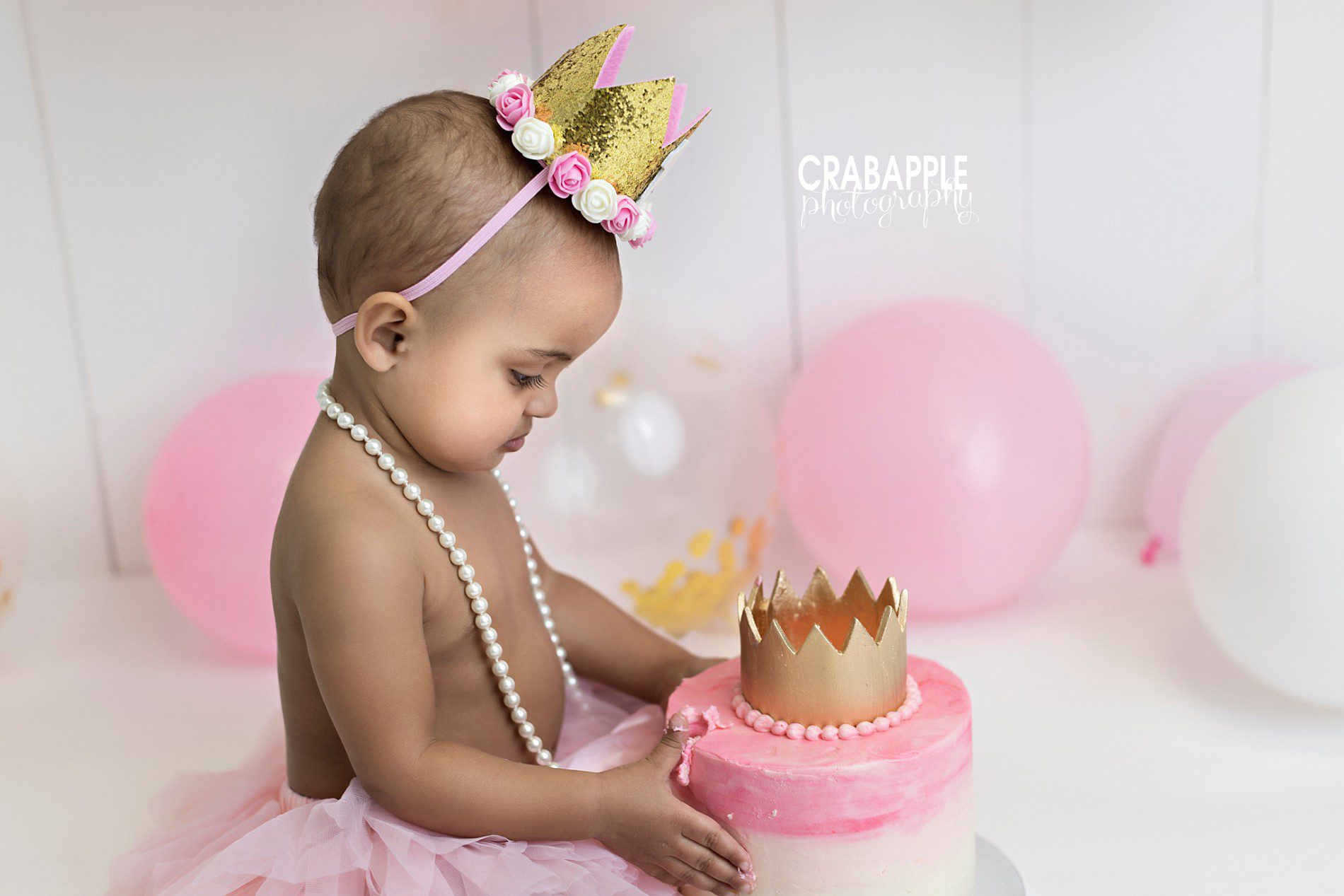 pink princess cake smash pictures