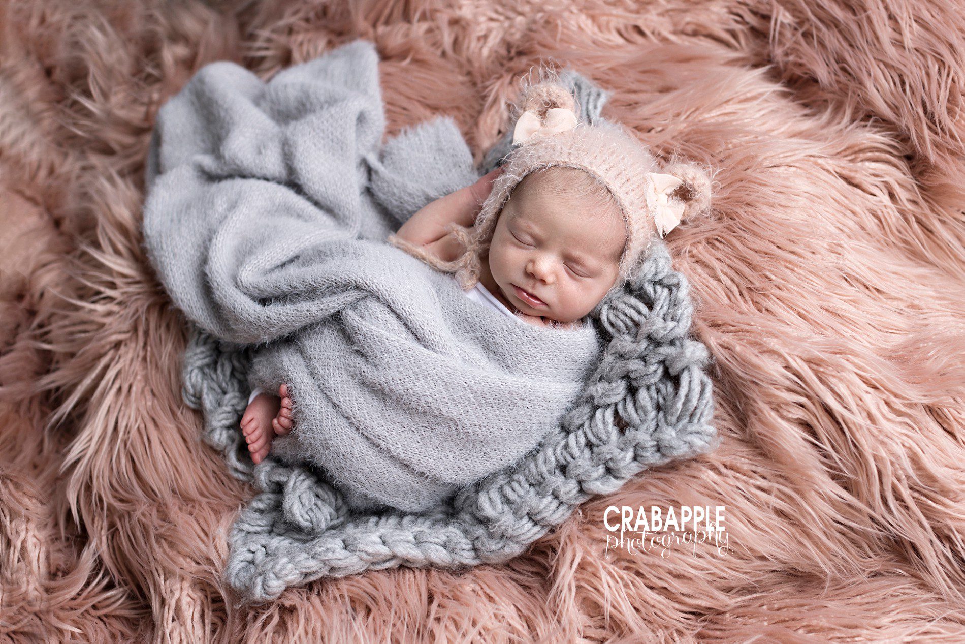 pink and gray newborn pictures for girls