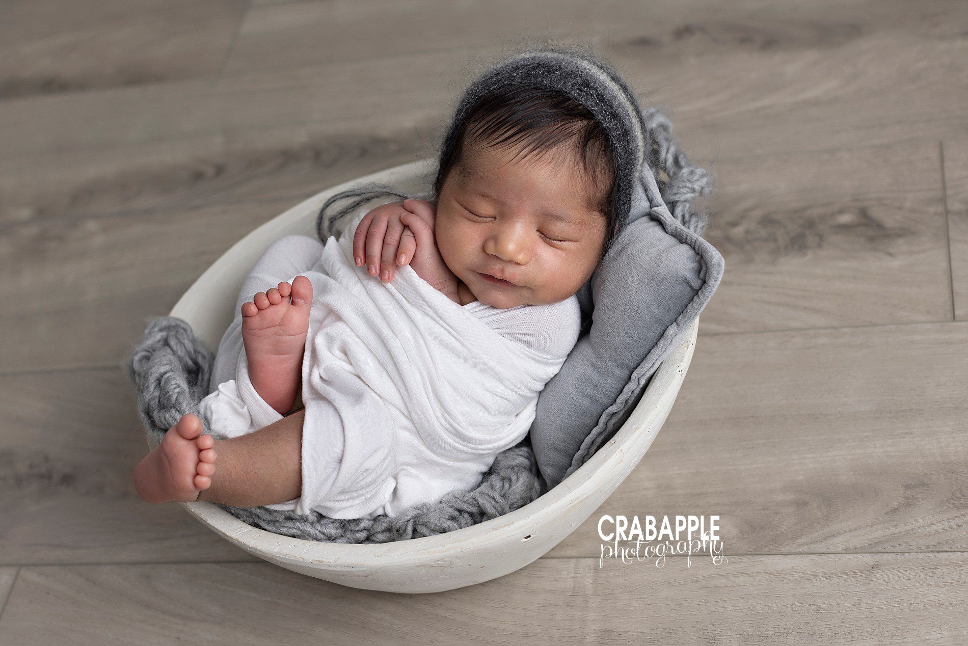 gray newborn photo styling ideas