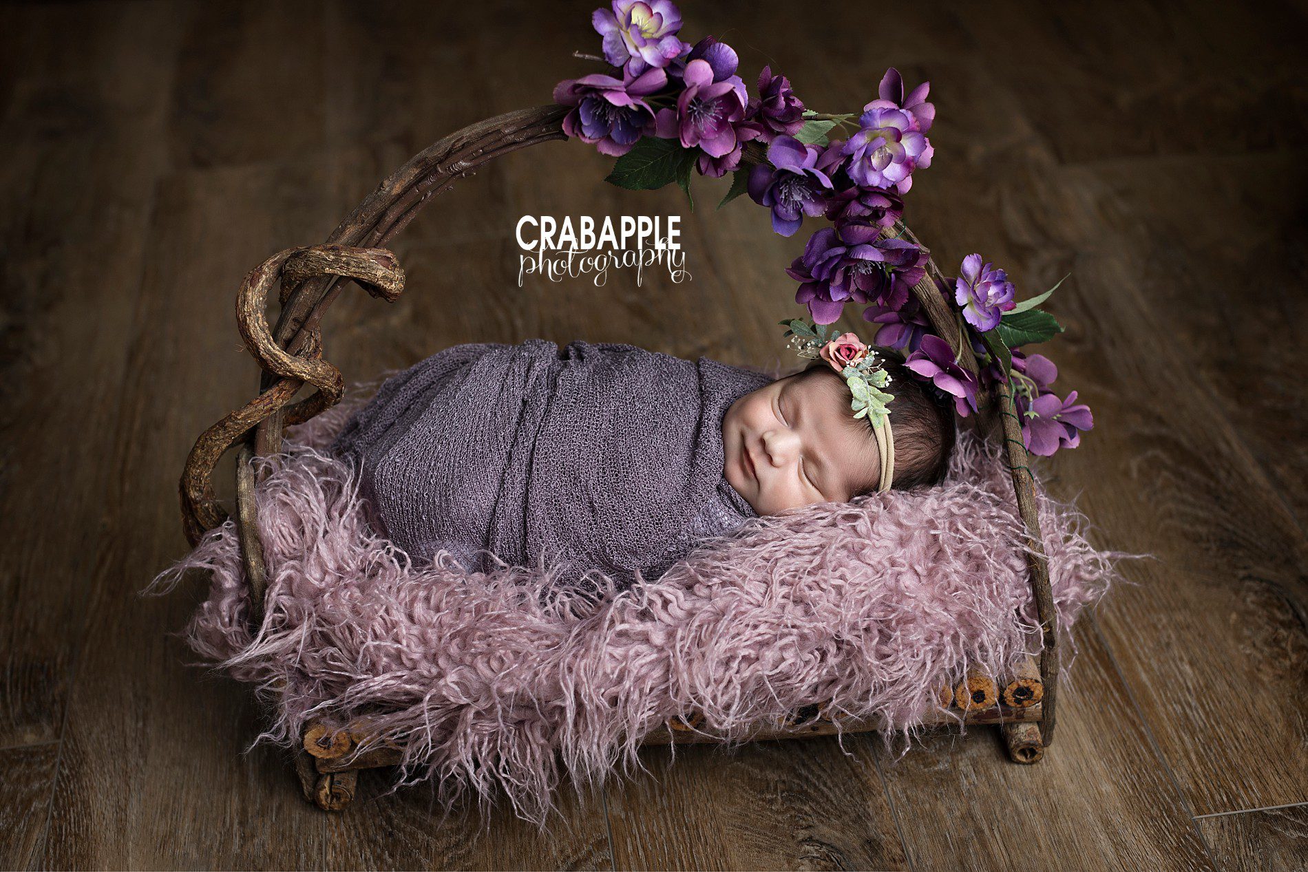purple floral newborn prop ideas