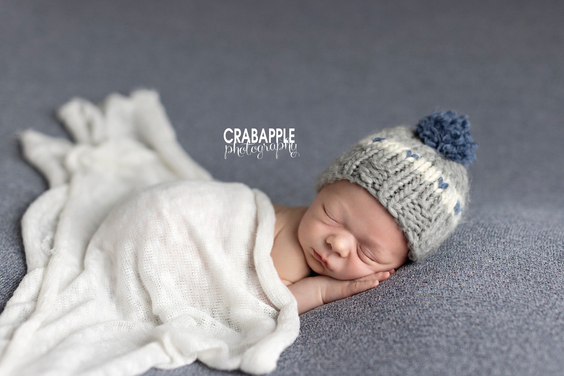 blue and gray new baby photos