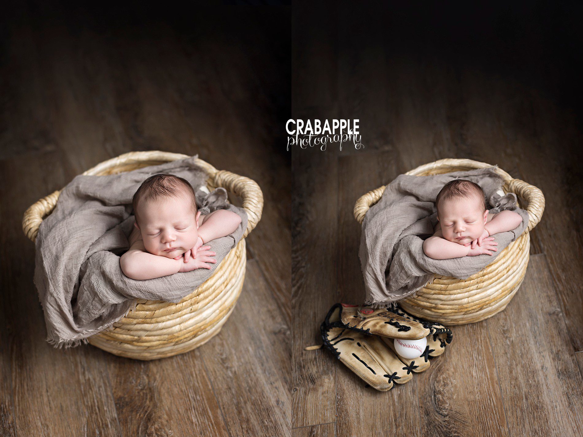 cute ideas for props for newborn photos with baseball glove