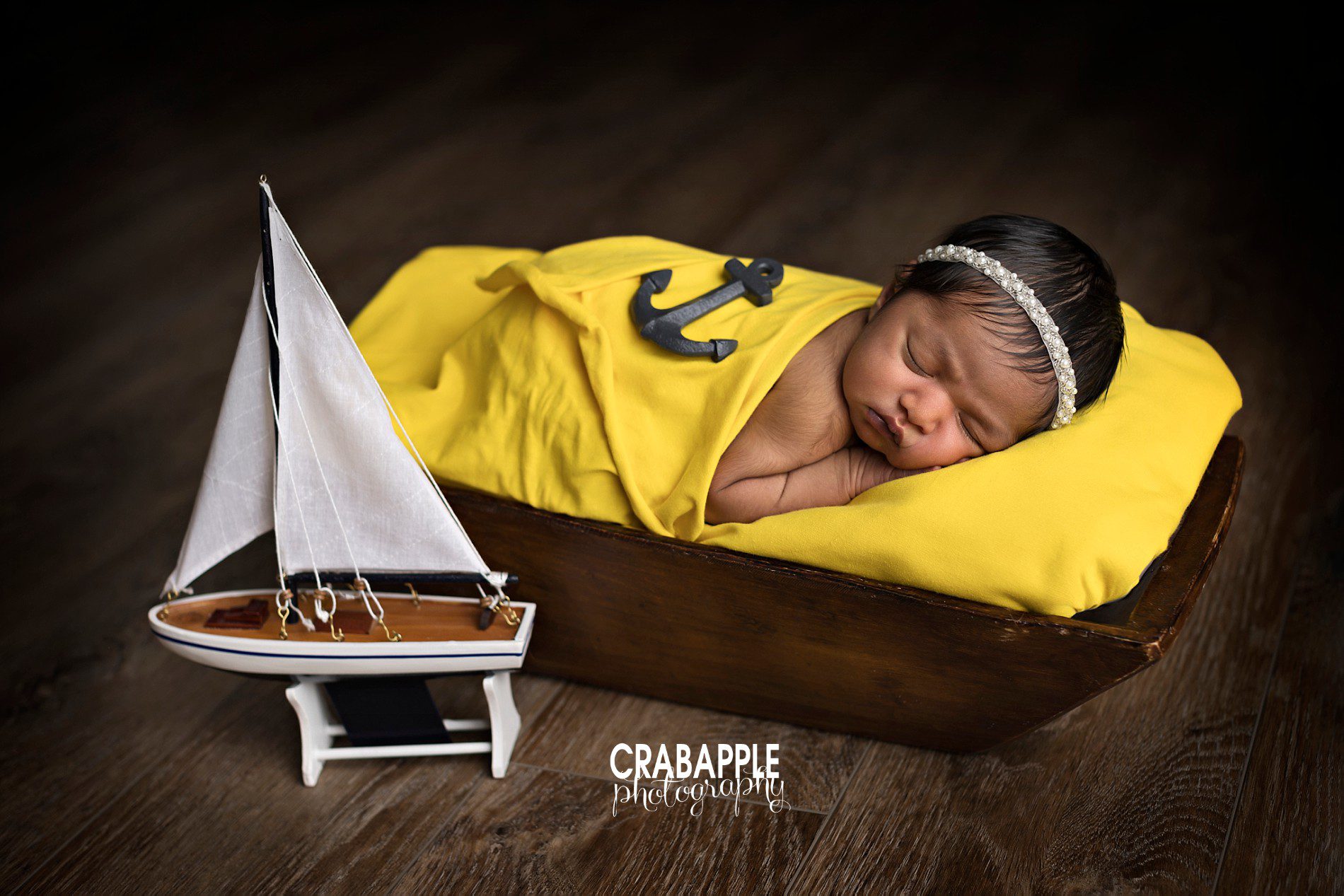 nautical inspired newborn photos with yellow