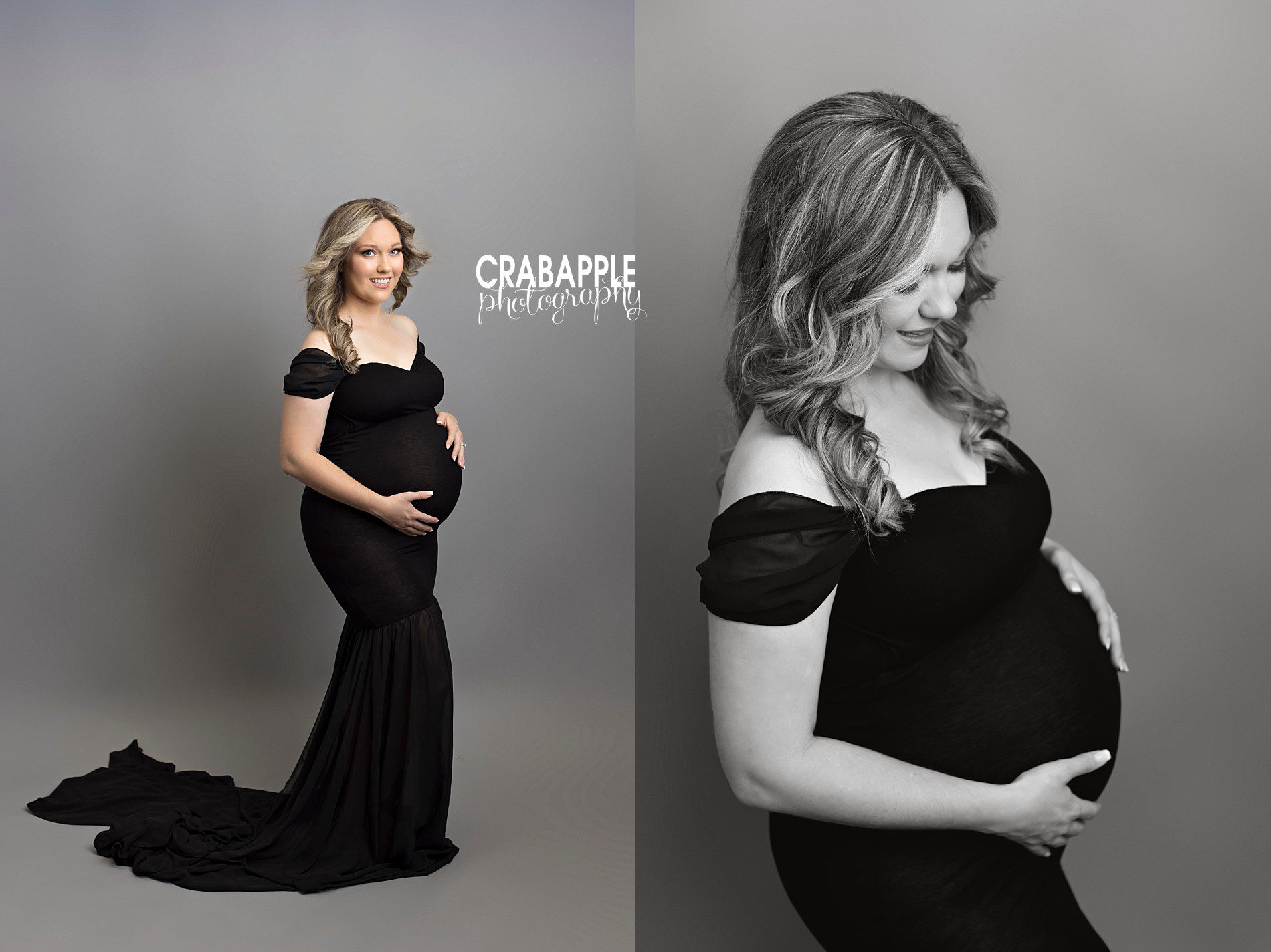 glamorous black and gray maternity portraits