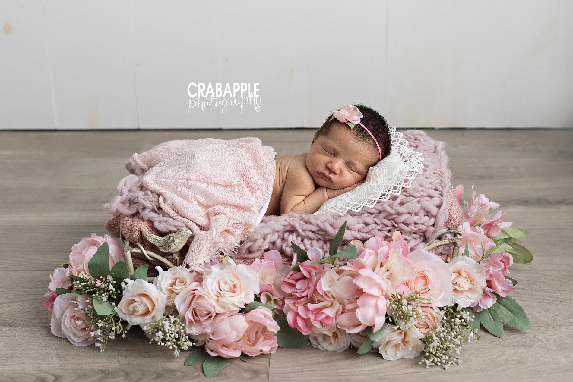 girly floral newborn photos
