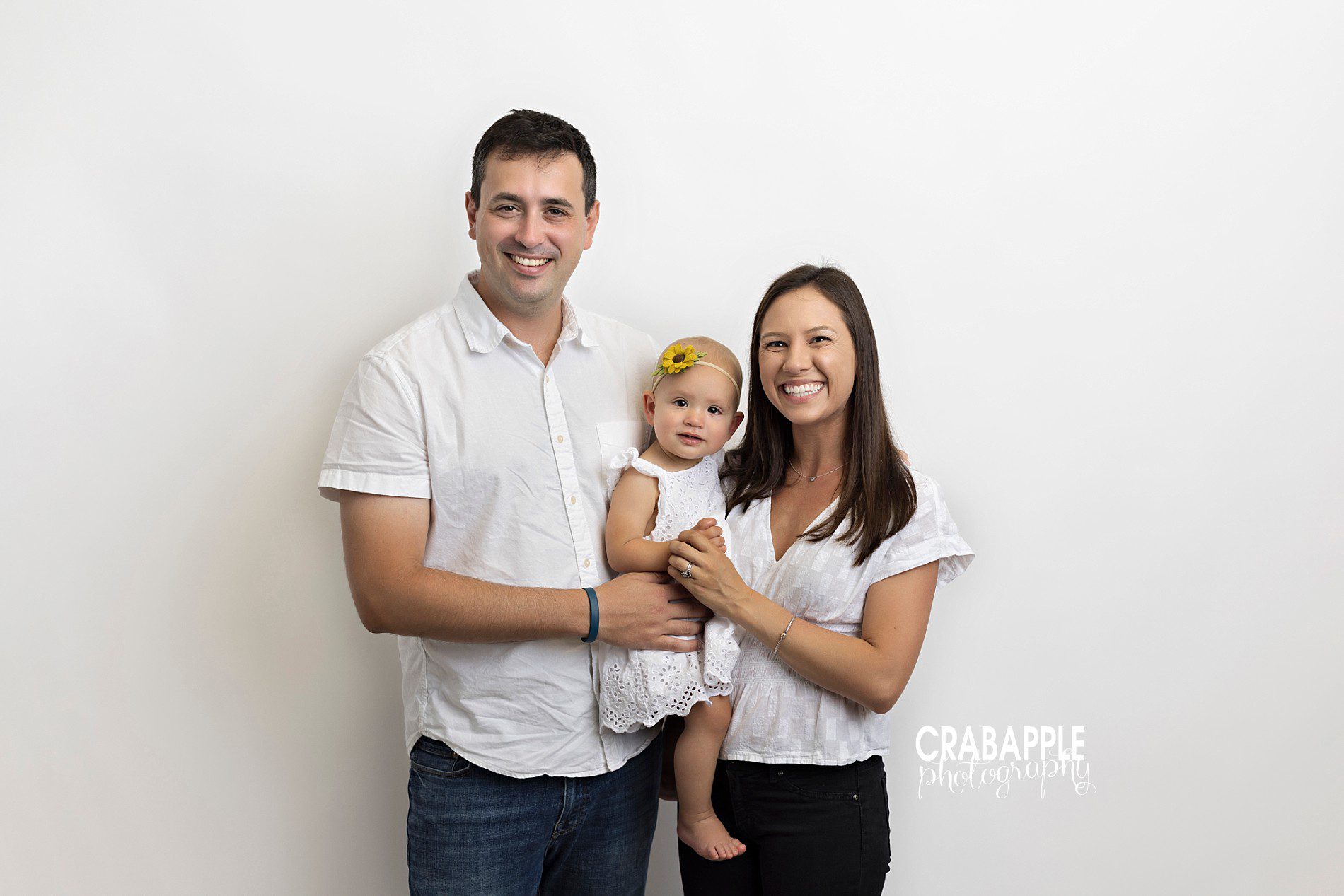 family photos wearing white with white background
