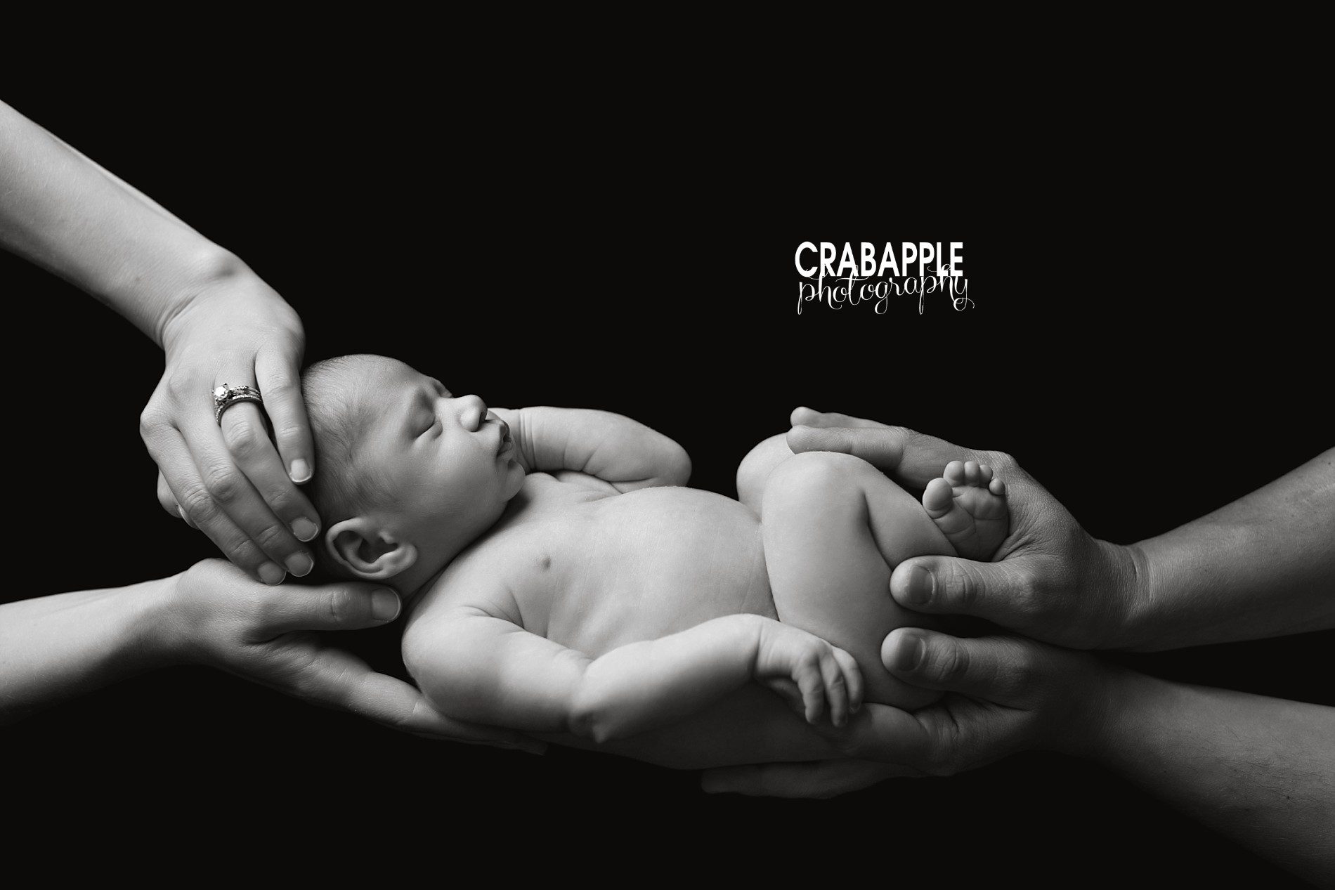 creative pose ideas for newborn photos with parents hands