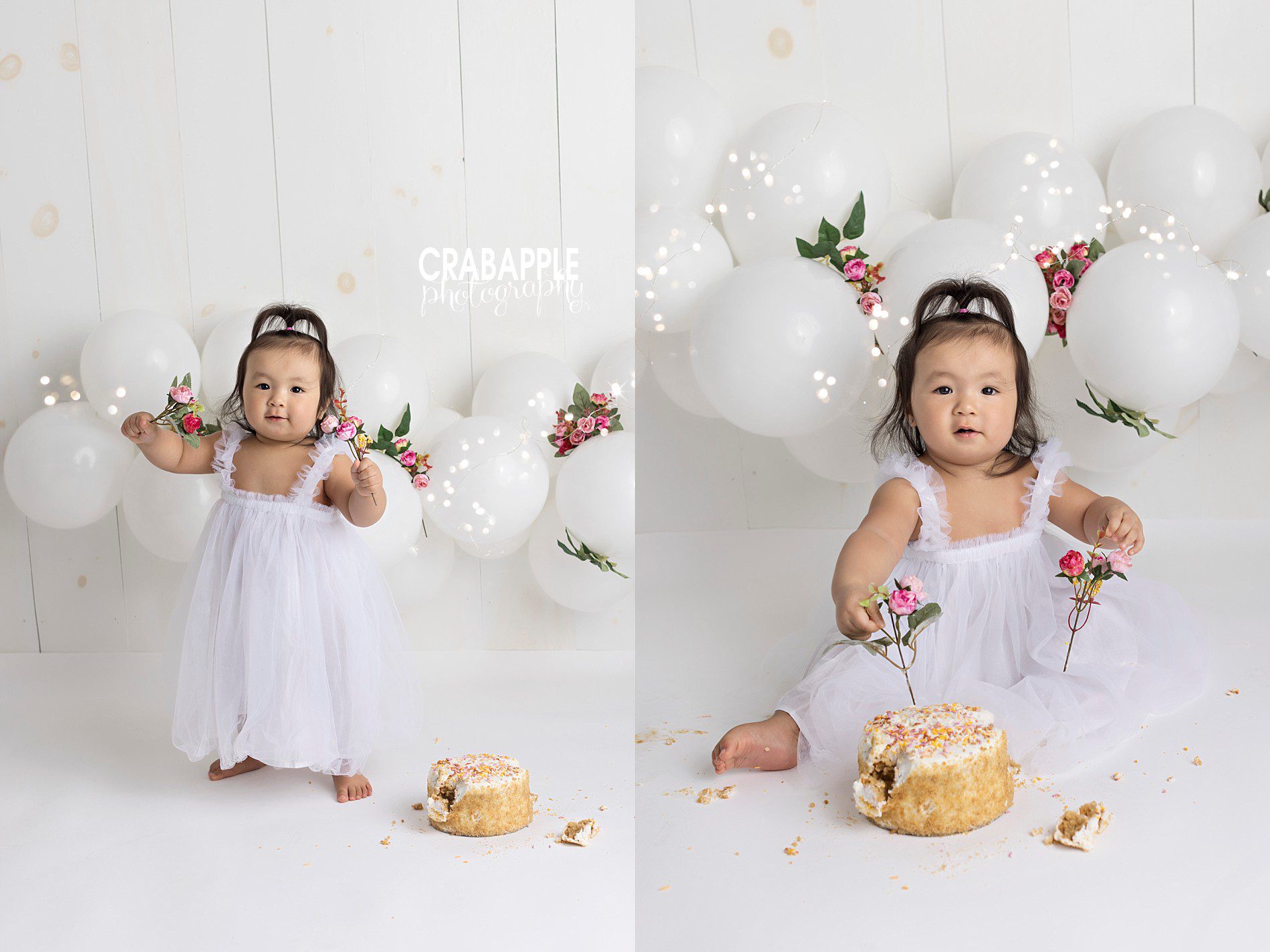 ideas for floral cake smash photo sessions