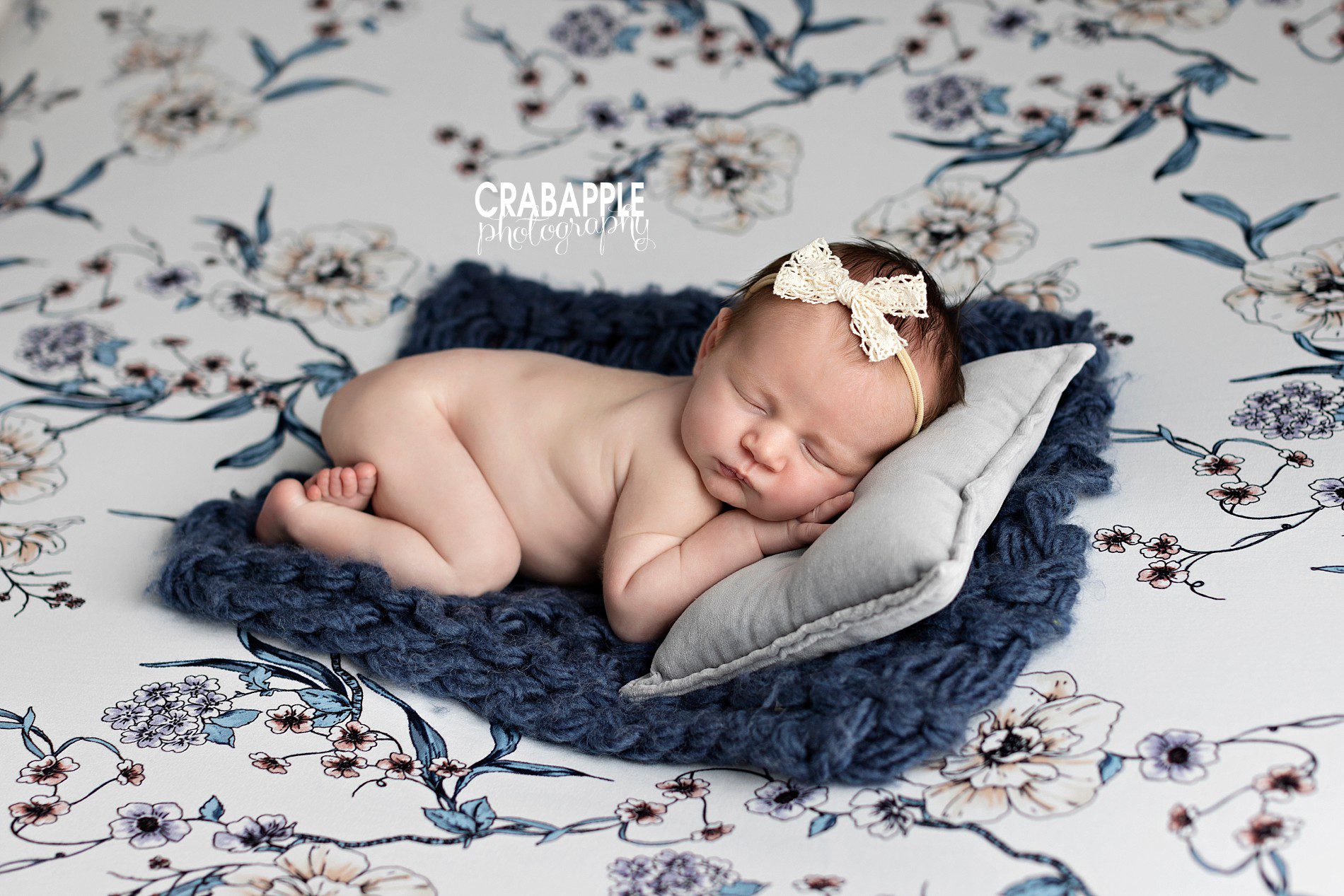 using blue in classic newborn photos for girls