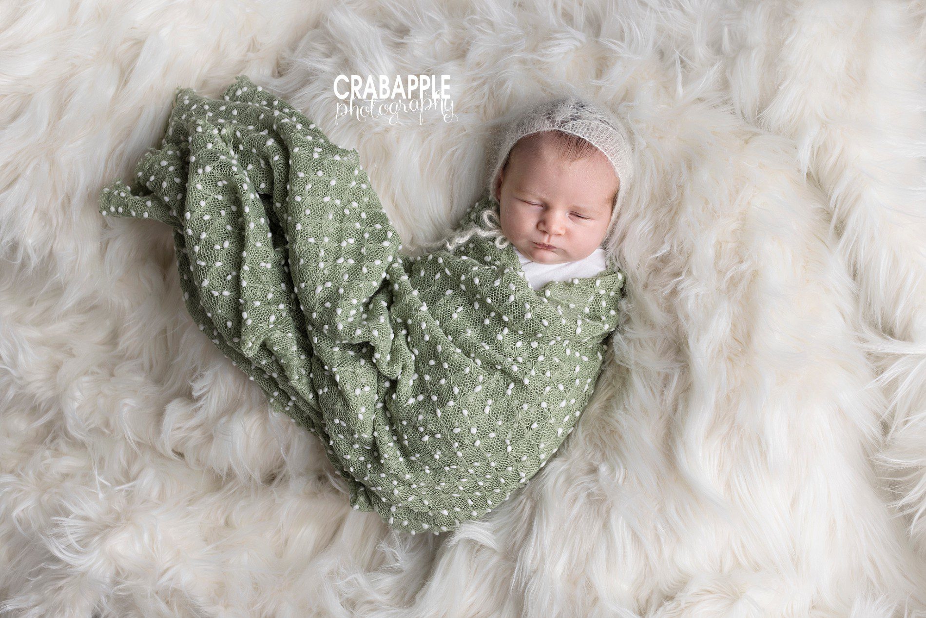 using green in classic newborn photos for girls