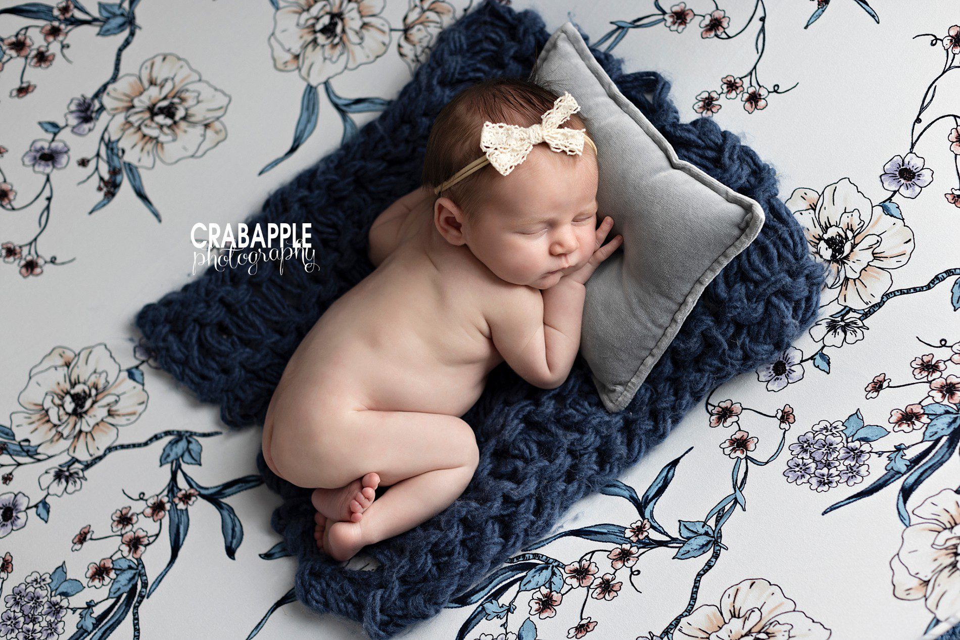 blue and floral newborn photos for girls