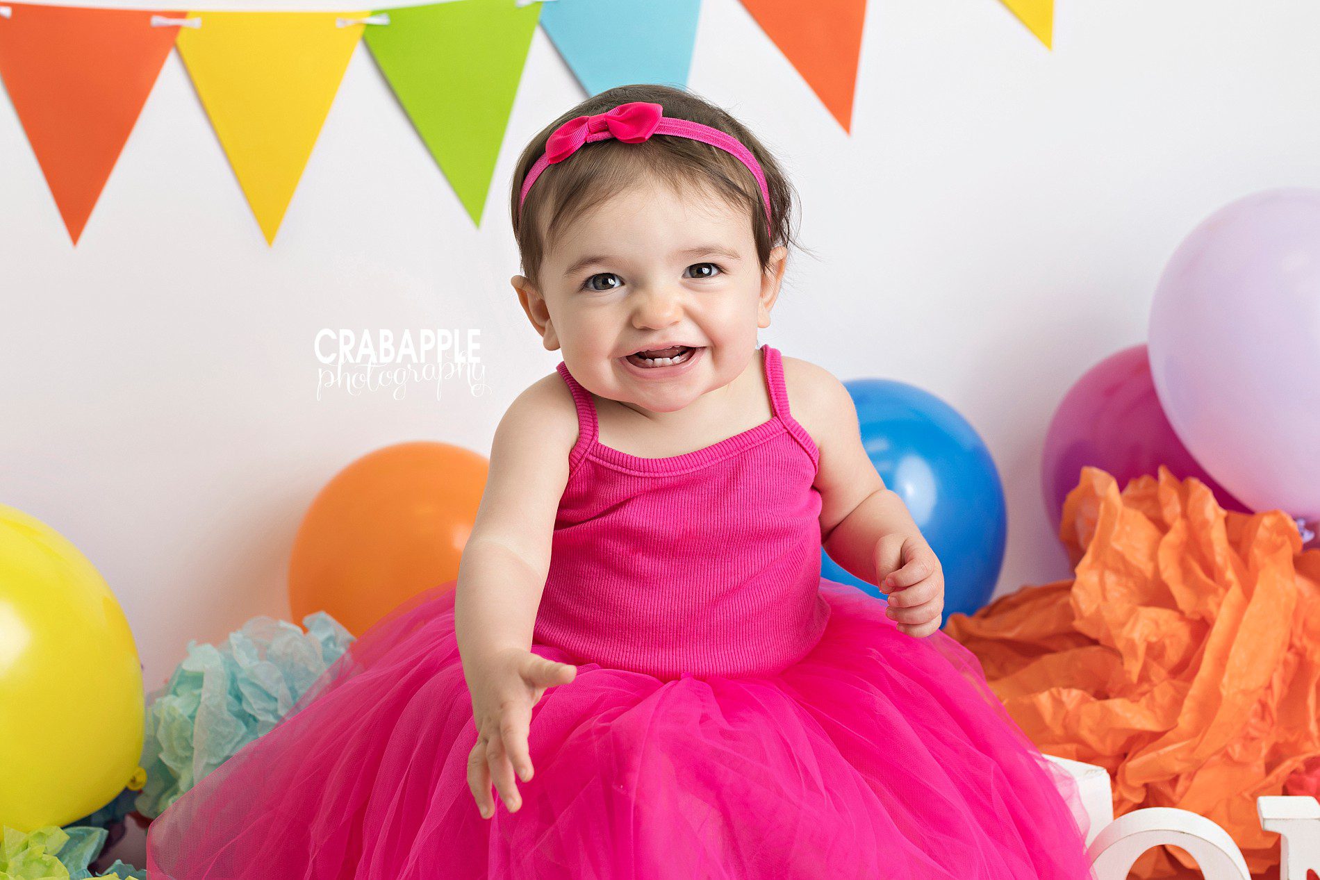 colorful one year baby photos for first birthday